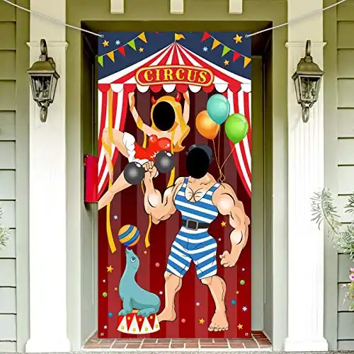 Carnival Circus Party Decoration Carnival Photo Door Banner Backdrop Props, Large Photo Door Banner for Carnival Circus Party Decor Game Supplies (Hercules)