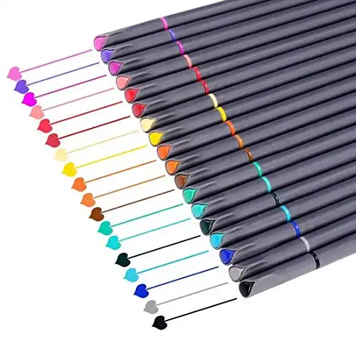 iBayam Journal Planner Pens Colored Pens Fine Point Markers Fine Tip Drawing Pens Fineliner Pen for Bullet Journaling Writing Note Taking Calendar Coloring Art Office School Supplies, 18-Pack