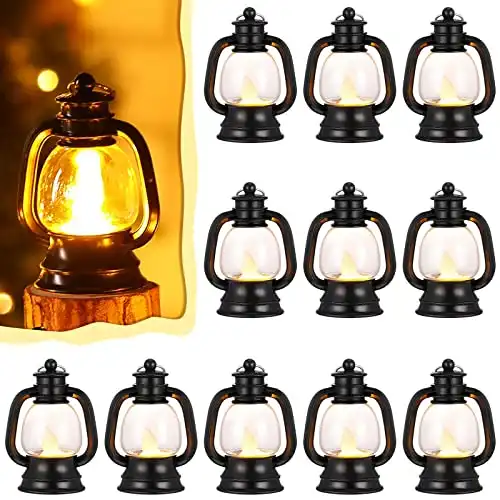 Mini Lantern Decorative with LED Candle Bulk 4 Inch Black, 12 Pcs)