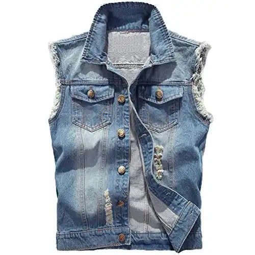 Men's Casual Lapel Denim Vest Jacket