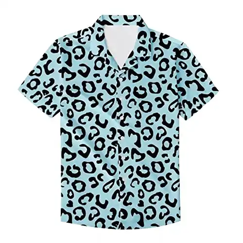 Aqua Leopard Print Funky Hawaiian Shirt