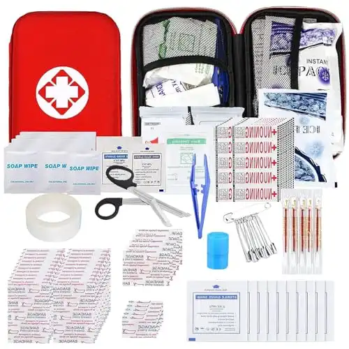 275Pcs Travel First Aid Kits for Car Emergency Preparedness Items Urgent Accident Essentials Kit Survival Gear Equipment for Sports, College Dorm Student, Home, Boat, Red YIDERBO