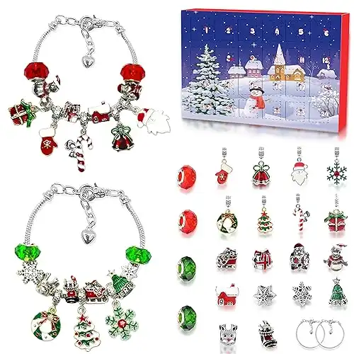 Novernat Charm Bracelet Advent Calendar 2023 DIY Jewelry Making Kit 24 Days Christmas Countdown Calendar for Girl Kids Teens