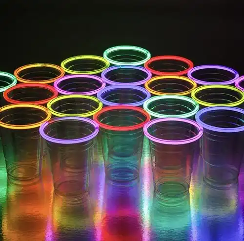NEON GLOWING PARTY CUPS 16 oz Multi Color Light Up Cups Blacklight Party Glow Sticks Glow Party Glow In The Dark Party Decorations Favors Drink Supplies.