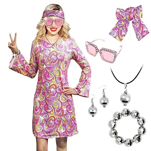 70s Women Disco Dress Hippie Costume