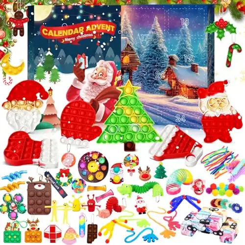 Fidget Advent Calendars for Kids, Christmas Advent Calendars 2023 Countdown 24 Days, Bubble Toy Surprise Box Christmas Advent Calendar Sensory Fidget Toy Packs, Surprise Gifts for Girls