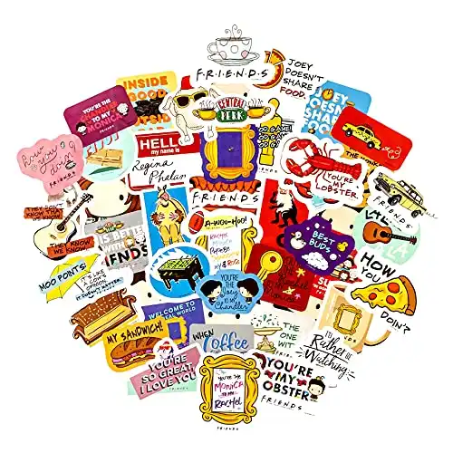 Conquest Journals Friends Friendship Goals Vinyl Sticker Pack, 50 Unique Stickers, Officially Licensed, Waterproof, UV and Scratch Resistant, Great for All Your Gadgets