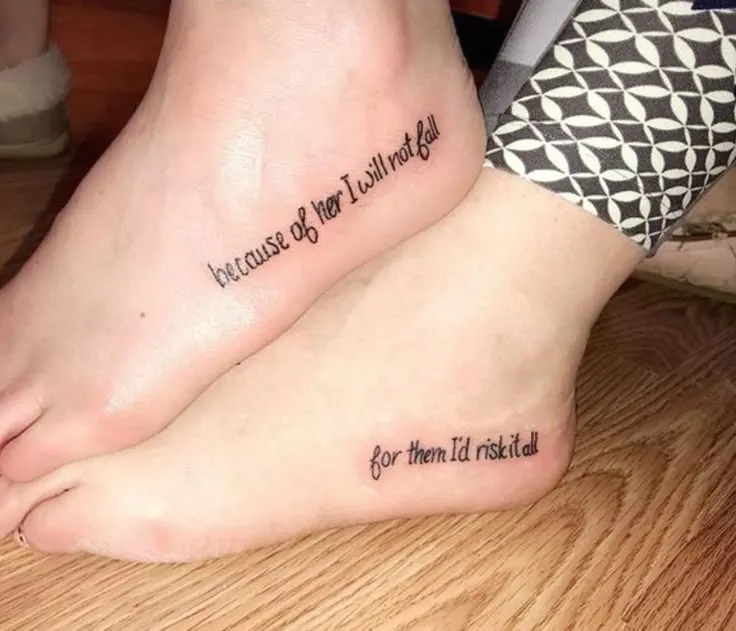 because of her I will not fall daughter tattoo, matching mom for them I'd risk it all