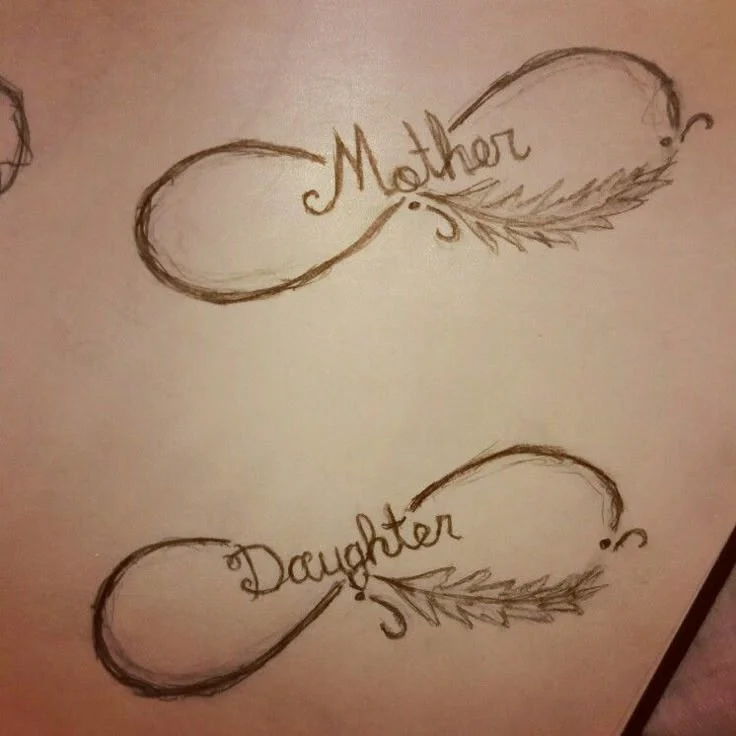 Mother daughter tattoo Infinity Symbol Feather