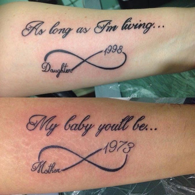 Mother daughter tattoo birth year
