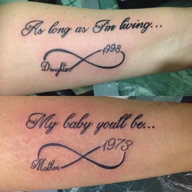 Mother daughter tattoo birth year