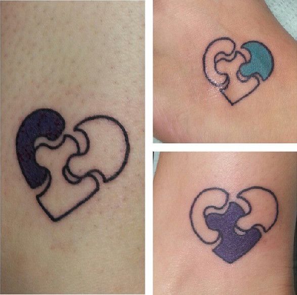 Mother daughter tattoos puzzle piece