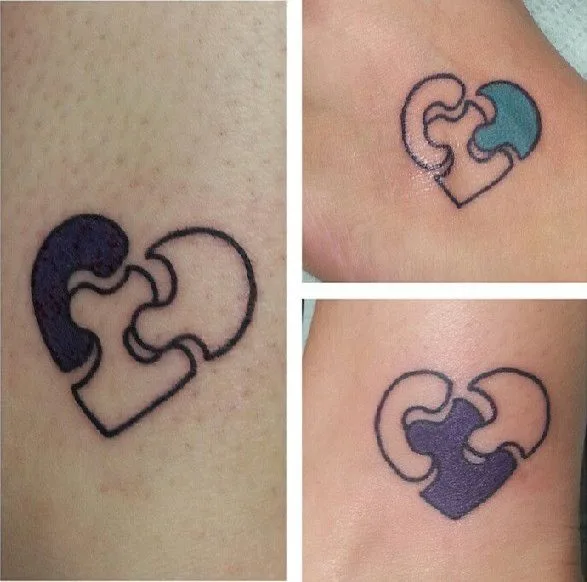 Mother daughter tattoos puzzle piece