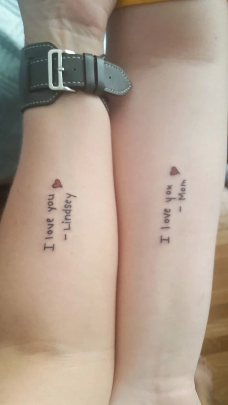 #matchingtattoos #motherdaughtertattoos #tattooideas #quotetattoo #sayingstattoo #handwritingtattoo