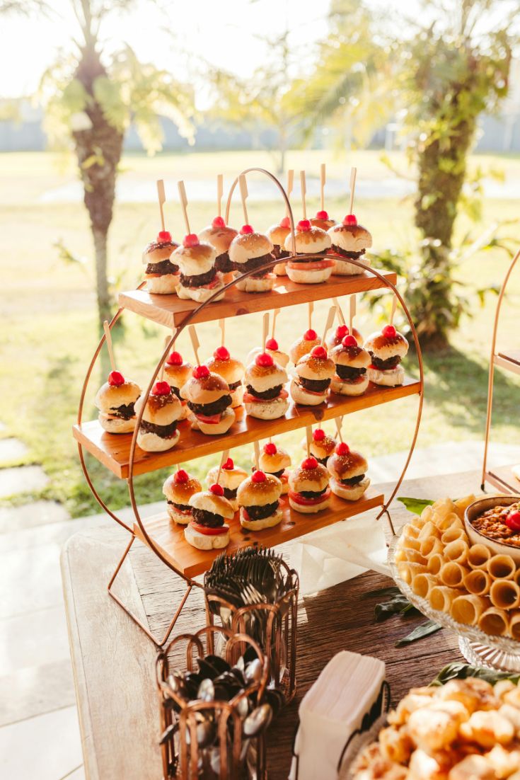 garden party ideas, desserts on tier trays