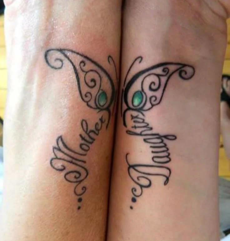 mother daughter tattoo butterfly match half and half