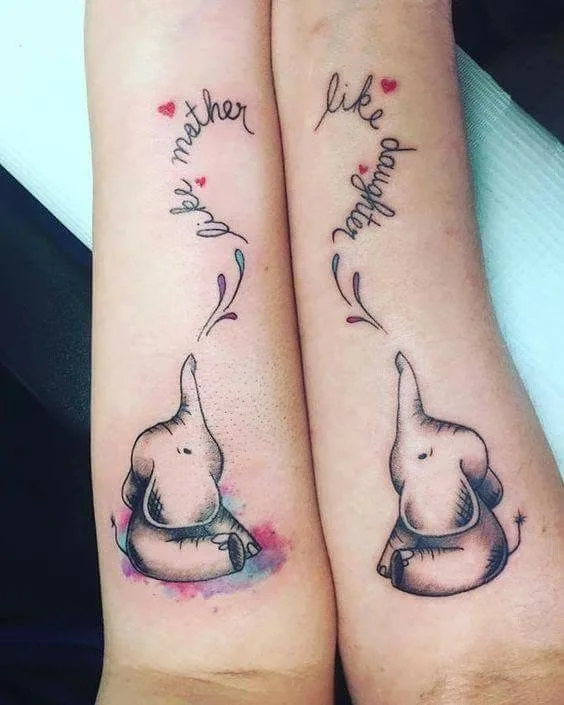 mother daughter tattoo elephants 1