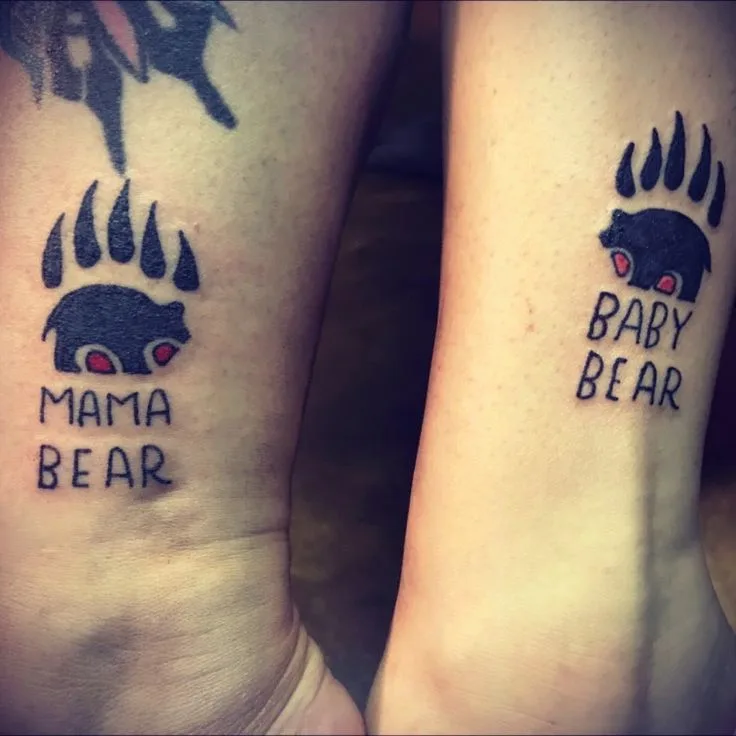 mother daughter tattoo mama bear baby bear paw print