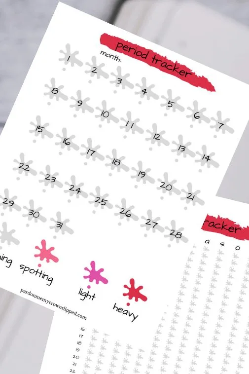 Free Printable for tracking your period by the month or the year. #bulletjournal #period #teen #tween