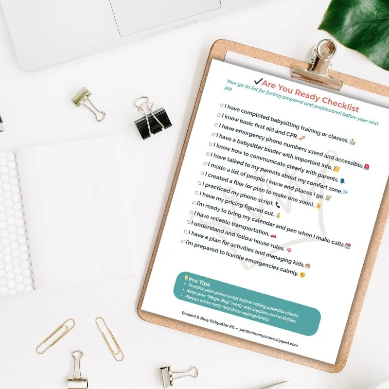 printable babysitting kit pages