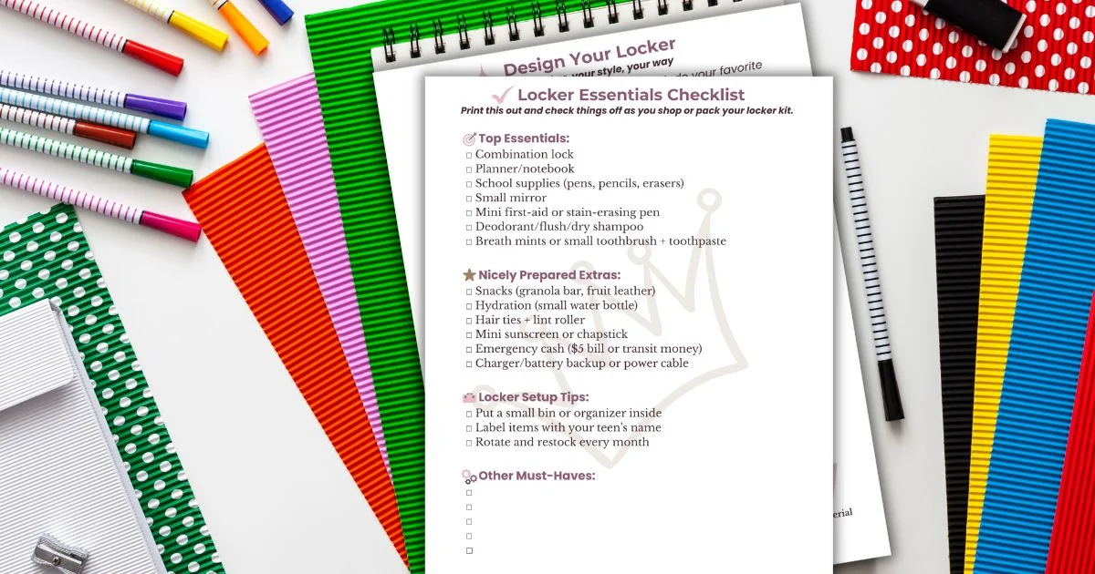locker essentials + style kit teen printable tween locker printable