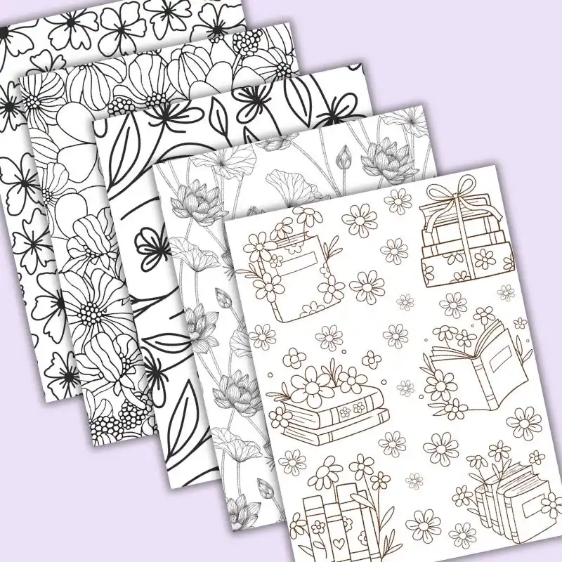 Kindle Inserts Coloring Pages Floral Designs