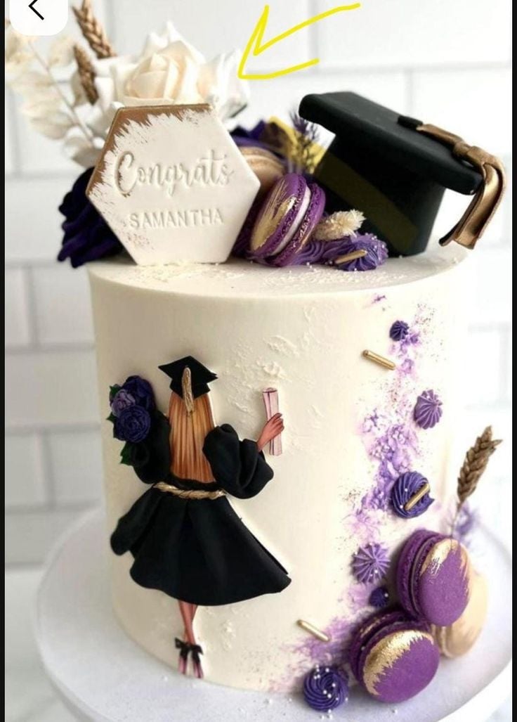 Graduation Cake Cap Gown Girl