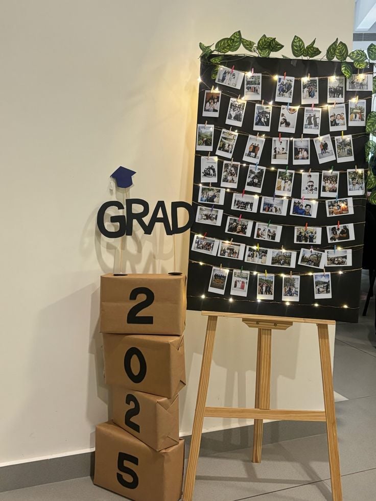 Graduation party ideas photo timeline display