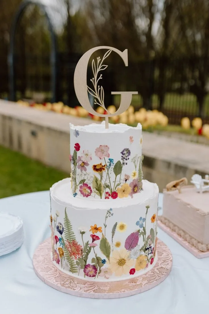 pressed flower cake